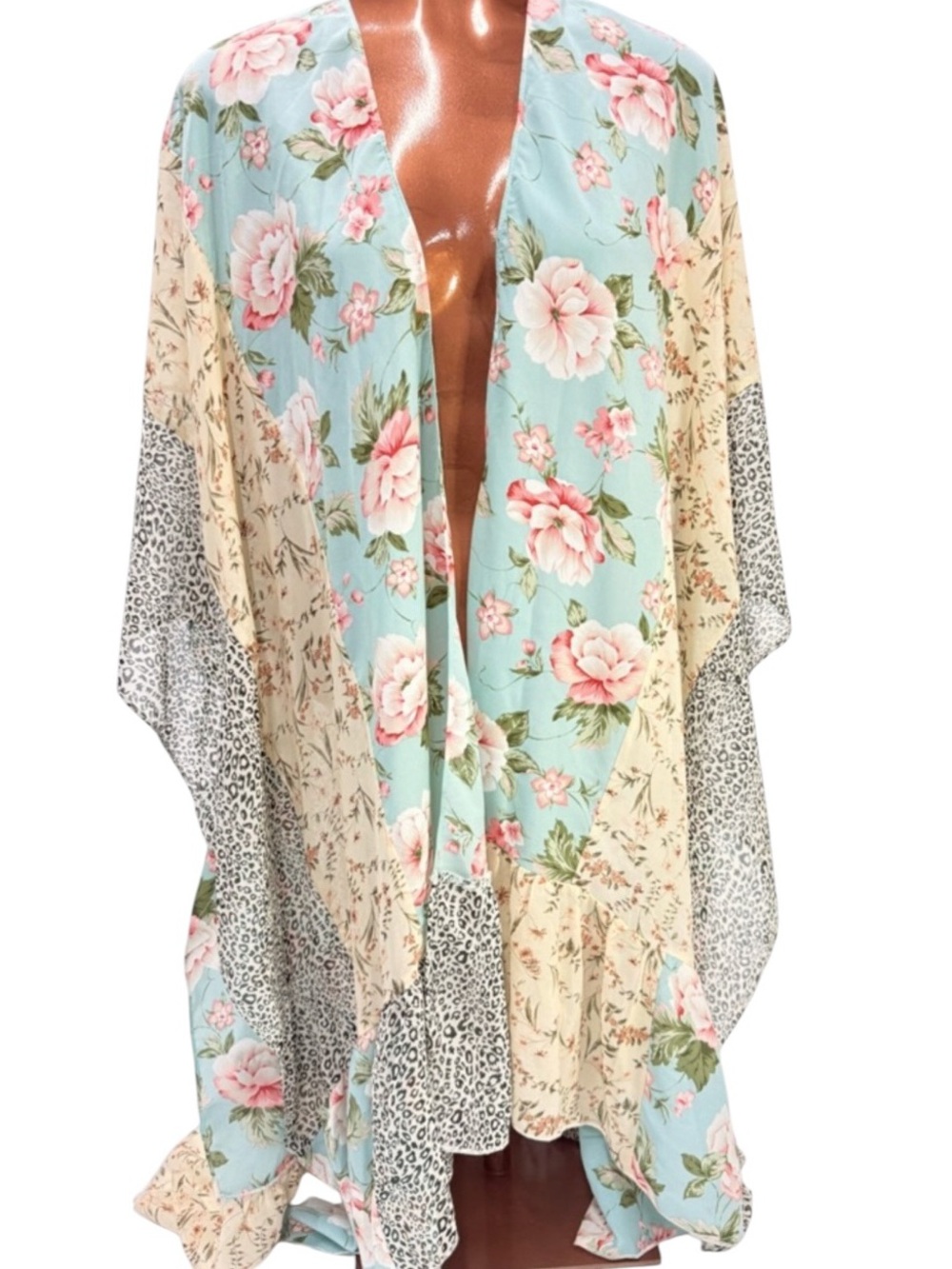 RESERVED @erielledeva  Gigi Kimono Floral Leopard Duster M